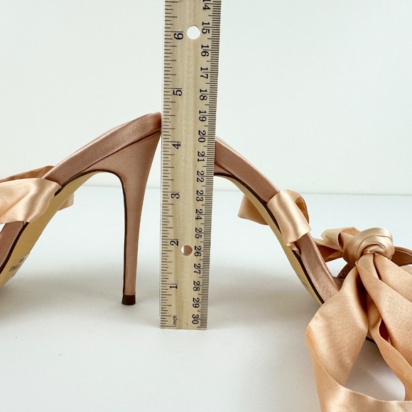 Lulu’s Gold Satin Lace Up High Heel Sandals - Picture 11 of 11